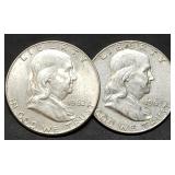 1962 & 1963 Franklin Silver Half Dollars Denver