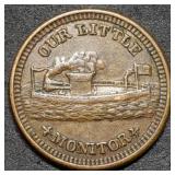 1863 Our Little Monitor Civil War Token High
