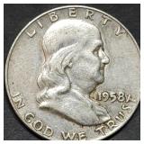 1958-D Franklin Silver Half Dollar