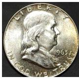 1963-D Franklin Silver Half Dollar Gem BU