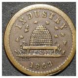 1863 Industry / Not One Cent Civil War Token