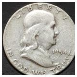 1954 Franklin Silver Half Dollar