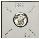 1942 Mercury Silver Dime Gem BU Nice!