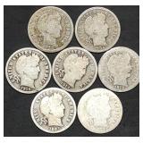 7 Barber Silver Dimes