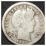 1892-O Barber Silver Dime