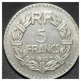 1933 Frane 5 Francs Coin