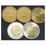 Canada Loon Dollars & $2 Dollar Coins