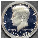 1976 Bicentennial Proof Silver Half Dollar in Caps