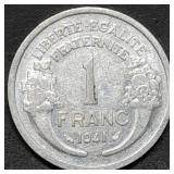 1941 Vichy France 1 Franc Coin WW2 Issue