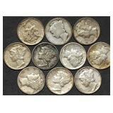 10 Nice Mercury Silver Dimes