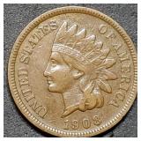 1908-S Indian Head Cent, Key Date, High Grade