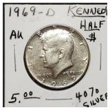 1969-D Kennedy 40% Silver Half Dollar