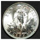 1944-D Philippines 10 Centavos Silver Coin BU