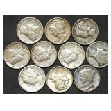 10 Nice Mercury Silver Dimes