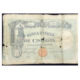 Scare 1896 Italy 50 Lire Banknote