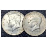 (2) 40% Silver K. Half Dollars