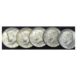 (5) 1964 K. Half Dollars