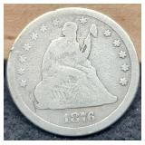 1876 Liberty Seated Quarter