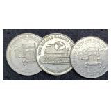 (3) $1 Casino Gaming Tokens