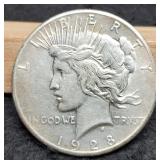 1928 Peace Dollar MS60 Great Key Date Coin