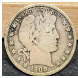 1908-D Barber Half Dollar
