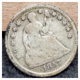 1857 Liberty Half Dime VG