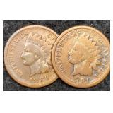 (2) Indian Head Cents 1889, 1891