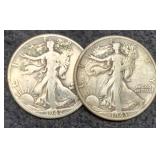 (2) W. Liberty Half Dollars 1942-D, 43-S