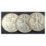 (3) W. Liberty Half Dollars: 1936, 40, 42