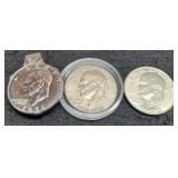 Lot w/ 3 Ike Dollars inc/ 1 w/ Money Clip
