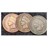 (3) Indian Head Cents 1888, 03, 04