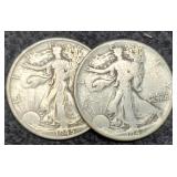 (2) W. Liberty Half Dollars 1942, 45-S