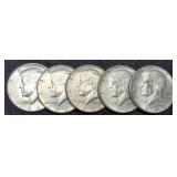 (5) 40% Silver K. Half Dollars
