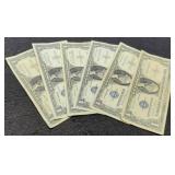 (6) 1957 $1 Silver Certificate Notes
