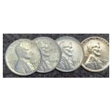 (4) 1943 Steel War Cents AU