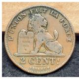 1902 Belgium 2 Centiemes