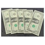 (5) 2006 $1 FR Notes Unc/Consecutive #