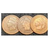 (3) Indian Head Cents 1898, 00, 01