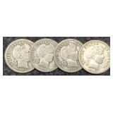 (4) Barber Dimes 1906-D, 12-P&D, 14-D