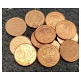 Lot w/ 12 German Euro 1 Cent