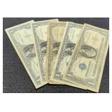 (5) 1957 $1 Silver Certificate Notes