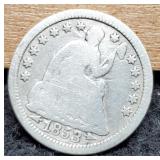 1853 Liberty Half Dime VG