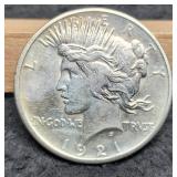 1921 Peace Dollar AU50