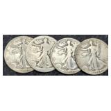 (4) W. Liberty Half Dollars 1936-D, 40, 45 No Date