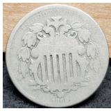 1866 w/ Rays Shield Nickel VG