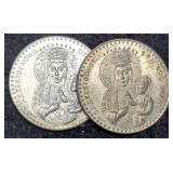 (2) Vatican Pope John Paul II Silver Plated