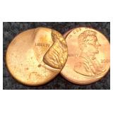 (2) Mint Error L. Cents Off Center Stamped