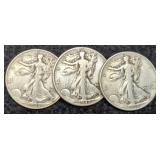 (3) W. Liberty Half Dollars 1938, 42-D, 46-S