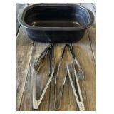 Serving Tongs in Roaster Pan