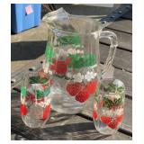 Strawberry Pitcher and Glasses